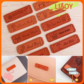 Liaoy ป้ายแท็กหนัง PU แฮนด์เมด สไตล์เรโทร อุปกรณ์เสริม สําหรับเย็บผ้า 10 ชิ้น