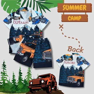 CA0892 ชุดเด็ก เซ็ตเสื้อฮาวาย+กางเกงขาสั้น ผ้าไหมอิตาลี ลายแ…