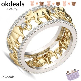 OKDEALS เครื่องประดับ แหวนแต่งงาน ชุบทอง 18k สีเหลือง สําหรับผู้หญิง และผู้ชาย