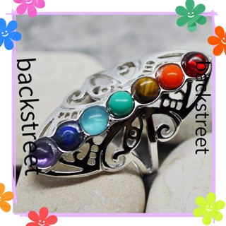 BACKSTREET Reiki Gem Ring Fashion Jewelry Adjustable Healing Hollow Stone