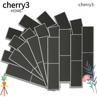 Cherry3 สติกเกอร์วอลเปเปอร์ ลายอิฐ 3D กันน้ํา สีเทา ลอกออกได้ สําหรับติดตกแต่งผนังห้องน้ํา DIY