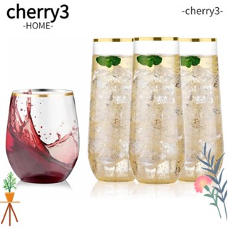 Cherry3 แก้วแชมเปญพลาสติก 9 ออนซ์ แบบใช้แล้วทิ้ง 4 ชิ้น