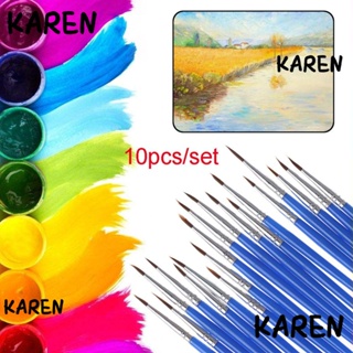 Karen ใหม่ แปรงไนล่อน สําหรับวาดภาพสีน้ํามัน 10 ชิ้น ต่อชุด DIY