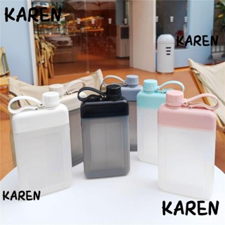 Karen ขวดน้ําผลไม้ แบบแบน ไร้ BPA ใช้ซ้ําได้ 450 มล.