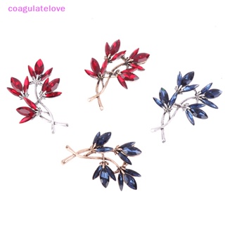 Coagulatelove เข็มกลัด รูปดอกไม้ ใบไม้ ประดับพลอยเทียม สีฟ้า สีแดง เครื่องประดับแฟชั่น สําหรับผู้หญิง [ขายดี]