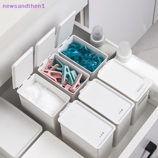 Newsandthen1 กล่องเก็บผ้า สีขาว ห้องซักรีด กลิ่นบูสเตอร์ ลูกปัดซักรีด ผงภาชนะบรรจุเสื้อผ้าคลิปกรณีที่มีฝาปิดกันฝุ่นออแกไนเซอร์กล่องดี