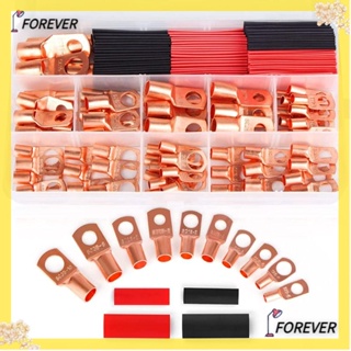 Forever ขั้วต่อสายไฟทองแดง SC6-SC35 AWG12 10 8 6 4 2 พร้อมแหวนหดความร้อน สําหรับยานพาหนะ 130 ชิ้น