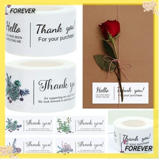 FOREVER สติกเกอร์ ทรงสี่เหลี่ยมผืนผ้า ลายดอกไม้ Thank You สําหรับตกแต่งบรรจุภัณฑ์ 120 ชิ้น ต่อม้วน