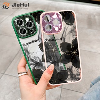 Jiehui เคสโทรศัพท์มือถือแฟชั่น ลายดอกไม้หมึก สําหรับ iPhone 14 13 12 11 Pro Max Plus Flash Drill ZY137