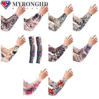 Myronghd ปลอกแขน ลายดอกไม้ ให้ความอบอุ่น ป้องกันรังสียูวี สําหรับเล่นกีฬากลางแจ้ง 1 คู่