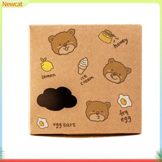 {Newcat} กล่องกระดาษคราฟท์ กันน้ํามัน ลายการ์ตูนหมีน่ารัก ใช้แล้วทิ้ง 4 ชิ้น 10 ชิ้น