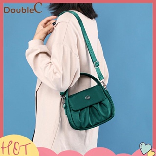 【Double C 】✿   กระเป๋าสะพายข้าง ไนล่อน กันน้ํา ระบายอากาศ จับจีบ ทนทาน กันรอยขีดข่วน พร้อมซิป สําหรับผู้หญิง