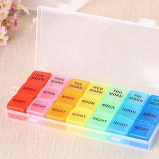 Yuantenggm กล่องเก็บยา 21 ช่อง สีรุ้ง แบบพกพา 7 วัน