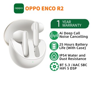 Oppo ENCO R2 TWS หูฟังบลูทูธไร้สาย 5.3 ตัดเสียงรบกวน แบตเตอรี่ 25 ชั่วโมง IP54 สําหรับ OPPO Reno 9 Pro