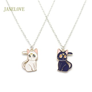 Jlove สร้อยคอโลหะ จี้รูปแมวน่ารัก เครื่องประดับ สําหรับผู้หญิง 2 ชิ้น