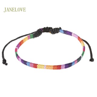 Jlove สร้อยข้อเท้าเชือกถัก สีรุ้ง สไตล์มินิมอล สําหรับเดินชายหาด