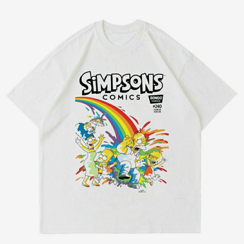 ผ้า SIMPSONS COMICS | เสื้อยืด SIMPSONS COMICS WHITE CARTOON | เสื้อยืดสําหรับผู้ชาย | เสื้อยืด COMI