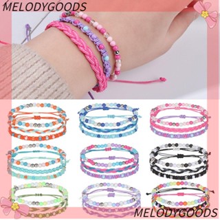 Melodg สร้อยข้อมือลูกปัด หลายสี แฮนด์เมด หลายชั้น 3 ชิ้น/ชุด สําหรับผู้หญิง