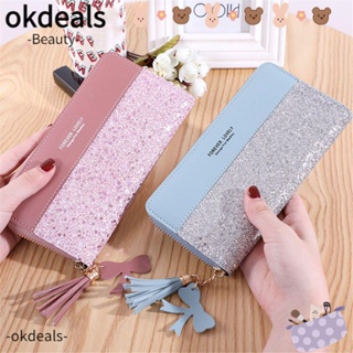 Okdeals กระเป๋าสตางค์ ใบยาว กระเป๋าถือ ทรงคลัทช์ ใส่โทรศัพท์ได้ แฟชั่นสําหรับสตรี