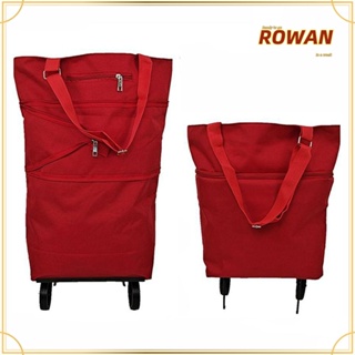 Rowans กระเป๋าช้อปปิ้ง พร้อมล้อลาก พับได้ แบบพกพา สีแดง สําหรับซูเปอร์มาร์เก็ต