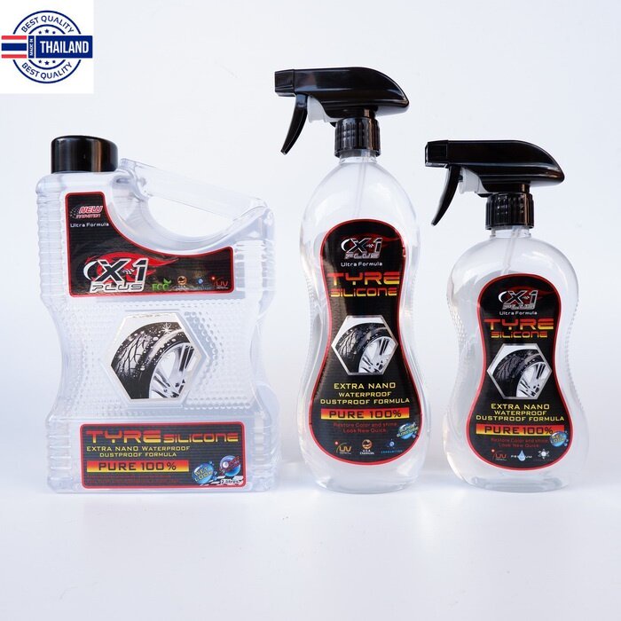 x1plus น้ำยายางดำ น้ำยายางดำ น้ำยาเคลือยางรถยนต์ สเปรย์เคลือเงายางดำ TYRE SILICONE มีขนาด 473-650-20