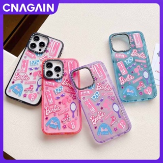 Cnagain ใหม่ เคสโทรศัพท์มือถือ อะคริลิค กันกระแทก ลายตุ๊กตาบาร์บี้ แต่งกลิตเตอร์ สําหรับ iPhone 14 Pro 12Promax 11