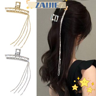 Zaijie24 พู่จับคลิปที่สง่างาม Headwear กลับหัวฉลามคลิปเครื่องประดับผมพลอยเทียม