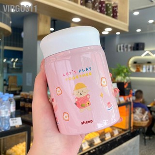 Virgo311 320ml สแตนเลสหุ้มฉนวนสูญญากาศอาหาร Jar ภาชนะถ้วยพร้อมฝาปิดสำหรับขวดพกพากลางแจ้งการ์ตูน