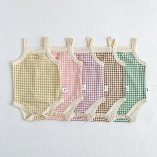 ชุดจั๊มสูทรอมเปอร์ ผ้าฝ้าย แบบนิ่ม ลายสก๊อต สําหรับเด็กทารกแ…