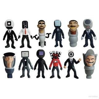 Ere1 โมเดลตุ๊กตาฟิกเกอร์ Skibidi Toilet Action Figure Police Toilet Man Titan TV Man 12 ชิ้น สําหรับเด็ก