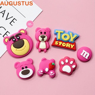 Augustus จี้ตุ๊กตาหมีสตรอเบอร์รี่ PVC สีชมพู สําหรับตกแต่งเครื่องประดับ 10 ชิ้น