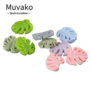 Muvako ลูกปัดซิลิโคน ลายใบไม้ 8 สี สําหรับทําเครื่องประดับ สร้อยคอ 32 ชิ้น 32 ชิ้น