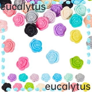 Eucalytus1 ชุดลูกปัดซิลิโคน รูปดอกกุหลาบ 20 มม. สําหรับทําเครื่องประดับ งานฝีมือ DIY