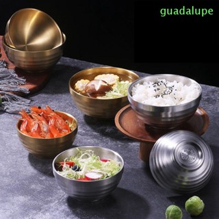 Guadalupe ชามข้าว สเตนเลส 304 สองชั้น กันลวก สีทอง สีเงิน สําหรับใส่อาหาร สลัด ก๋วยเตี๋ยว ซุป ผลไม้ โจ๊ก