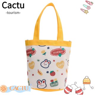 Cactu กระเป๋าทรงถังน้ํา แบบพกพา ลายกระต่าย ลําลอง|กระเป๋าใส่กล่องอาหารกลางวัน รูปแบบ