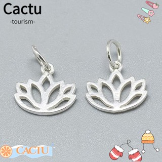 Cactu จี้รูปดอกบัว สีเงิน สําหรับทําเครื่องประดับ สร้อยคอ