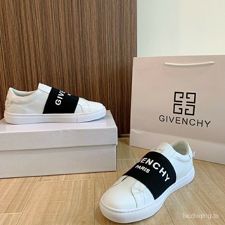 Givenchy 2022 รองเท้าผ้าใบ หนังวัวแท้ ส้นแบน สีขาว สําหรับผู้หญิง mh5v ohbn 6RPN