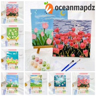 Oceanmapdz ภาพวาดสีน้ํามันอะคริลิค ตามตัวเลข รูปดอกทิวลิป สําหรับตกแต่งบ้าน DIY