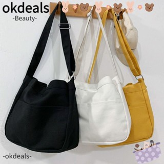 Okdeals กระเป๋าสะพายไหล่ ผ้าแคนวาส ความจุขนาดใหญ่ สําหรับผู้หญิง