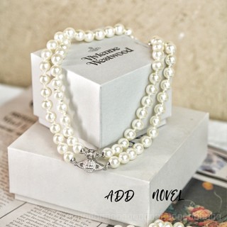 0807-YWTY-SDY Queen Mothers Double-Layer Pearl Magnetic Snap Saturn Necklace Yi Mengling High-Profile Figure High-Grade Clavicle Chain Choker Necklace 7E1V