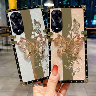 Yyn เคสโทรศัพท์มือถือแบบแข็ง กันกระแทก ลายผีเสื้อ พร้อมกระจก สําหรับ OPPO A78 5G A58 A17 A17K A16 A16K A15 A15S