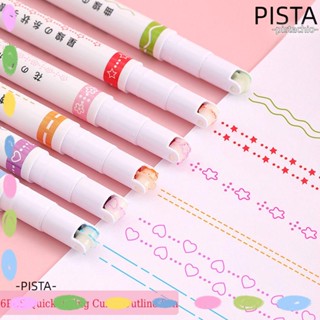 Pista ปากกาไฮไลท์ ทรงโค้ง หลากสี สําหรับวาดภาพกราฟฟิตี้ สํานักงาน 6 ชิ้น