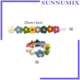 [Sunnimix] ปลอกคอโชคเกอร์ ประดับโบว์ ลายดอกไม้น่ารัก ขนาดเล็ก สําหรับสัตว์เลี้ยง สุนัข แมว กระต่าย