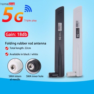 Gain Of 18dbi Full-band 3g 4g 5g เสาอากาศแบบพับได้รอบทิศทาง High Gain 600-6000mhz 18dbi Gain Sma Male สำหรับการ์ดเครือข่ายไร้สาย Wifi Router ความไวสัญญาณสูง homelove