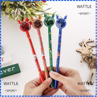 Wattle ปากกาเจลพลาสติก ลายการ์ตูนกวาง คริสต์มาส สีดํา 4 ชิ้น