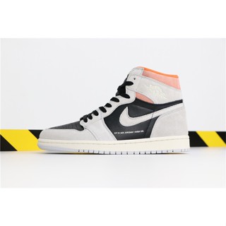 Aj1 แว่นตากันแดด OG Neutral Grey Hyper Crimson สไตล์เรโทร 555088-018 รองเท้าบาสเก็ตบอล