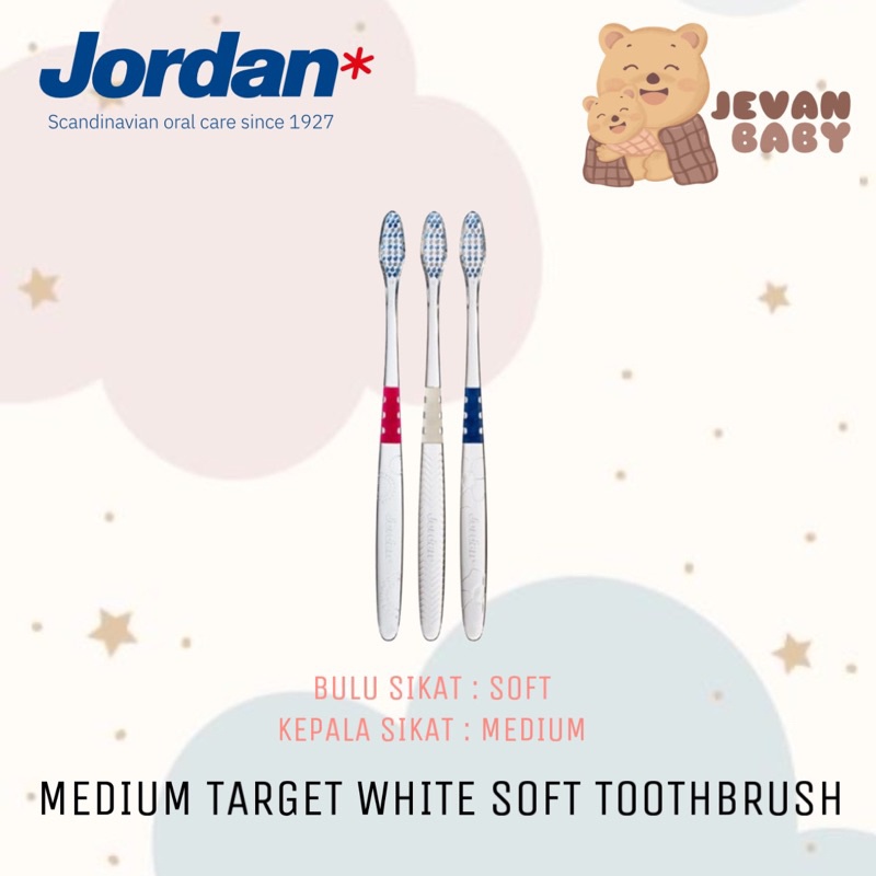 แปรงสีฟัน Jordan Medium Target White Tech / แปรงสีฟันสําหรับผู้ใหญ่