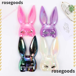 Rosegoods1 หน้ากากคอสเพลย์ รูปหูกระต่าย สีสันสดใส สําหรับเต้นรํา