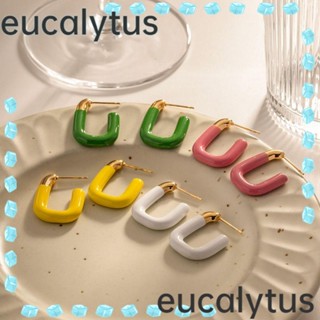 Eucalytus1 ต่างหูกระดุม ทรงสี่เหลี่ยมผืนผ้า แฟชั่นฤดูร้อน