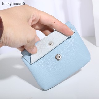 Luckyhouse0^^ กระเป๋าใส่เหรียญ หนังวัว ขนาดเล็ก จุของได้เยอะ แต่งหัวเข็มขัด เรียบง่าย สําหรับผู้หญิง